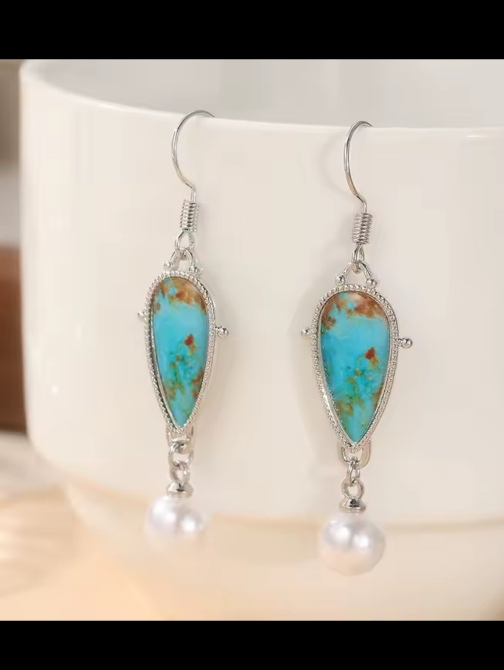 Pearl Earrings Turquoise Women's Dangle Jewelry New g8
